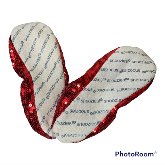 Snoozies Red Sequins Slippers - Picture 2 of 3